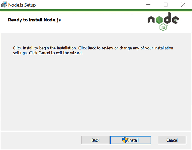 Node.jsをインストールするフォルダの設定