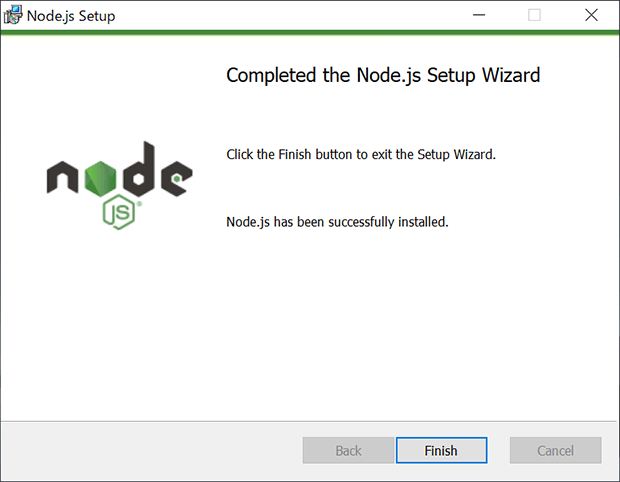 Node.jsのインストール完了